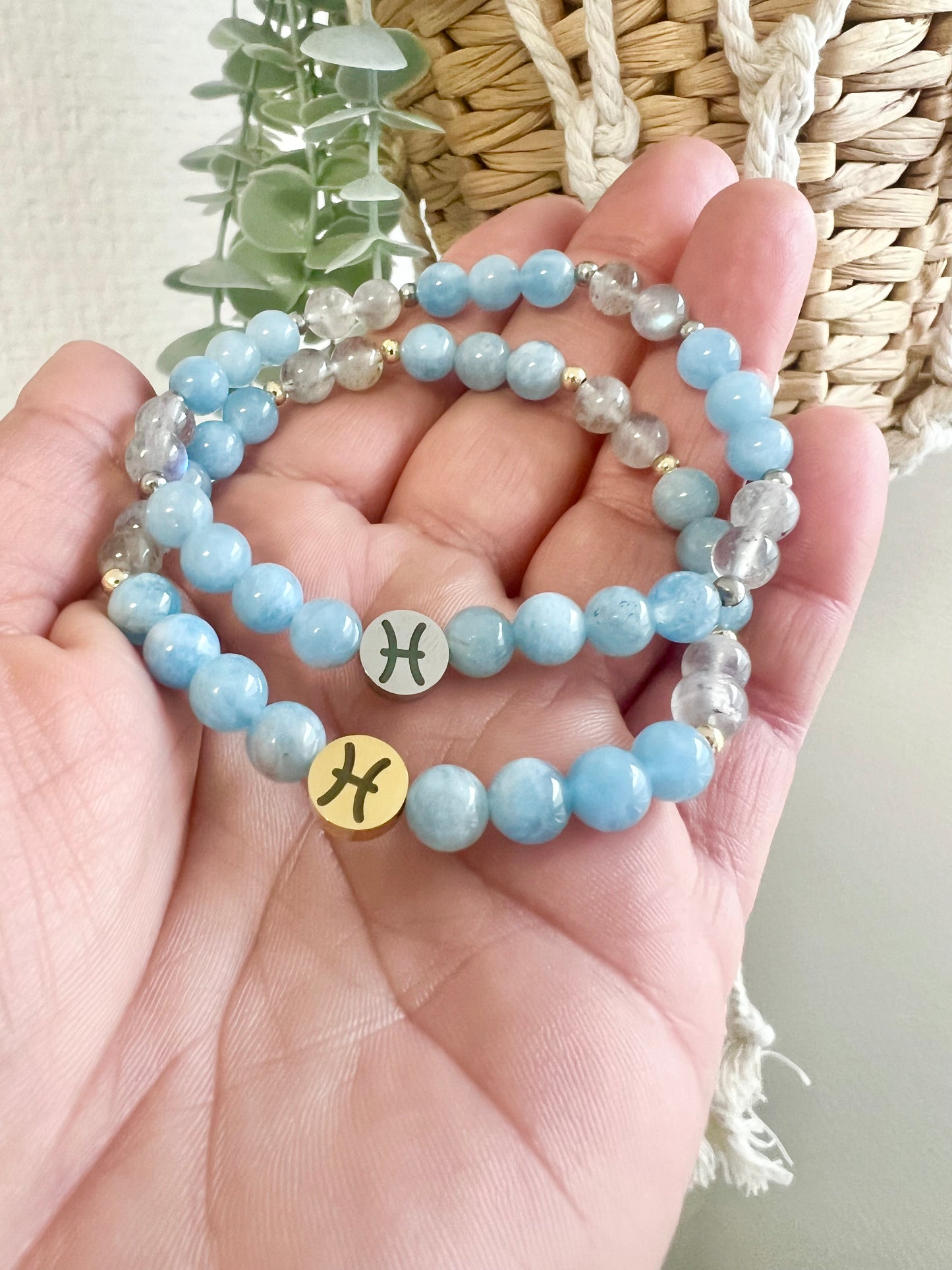 FISCHE ♓️ - Sternzeichen Armband mit Aquamarin und Labradorit