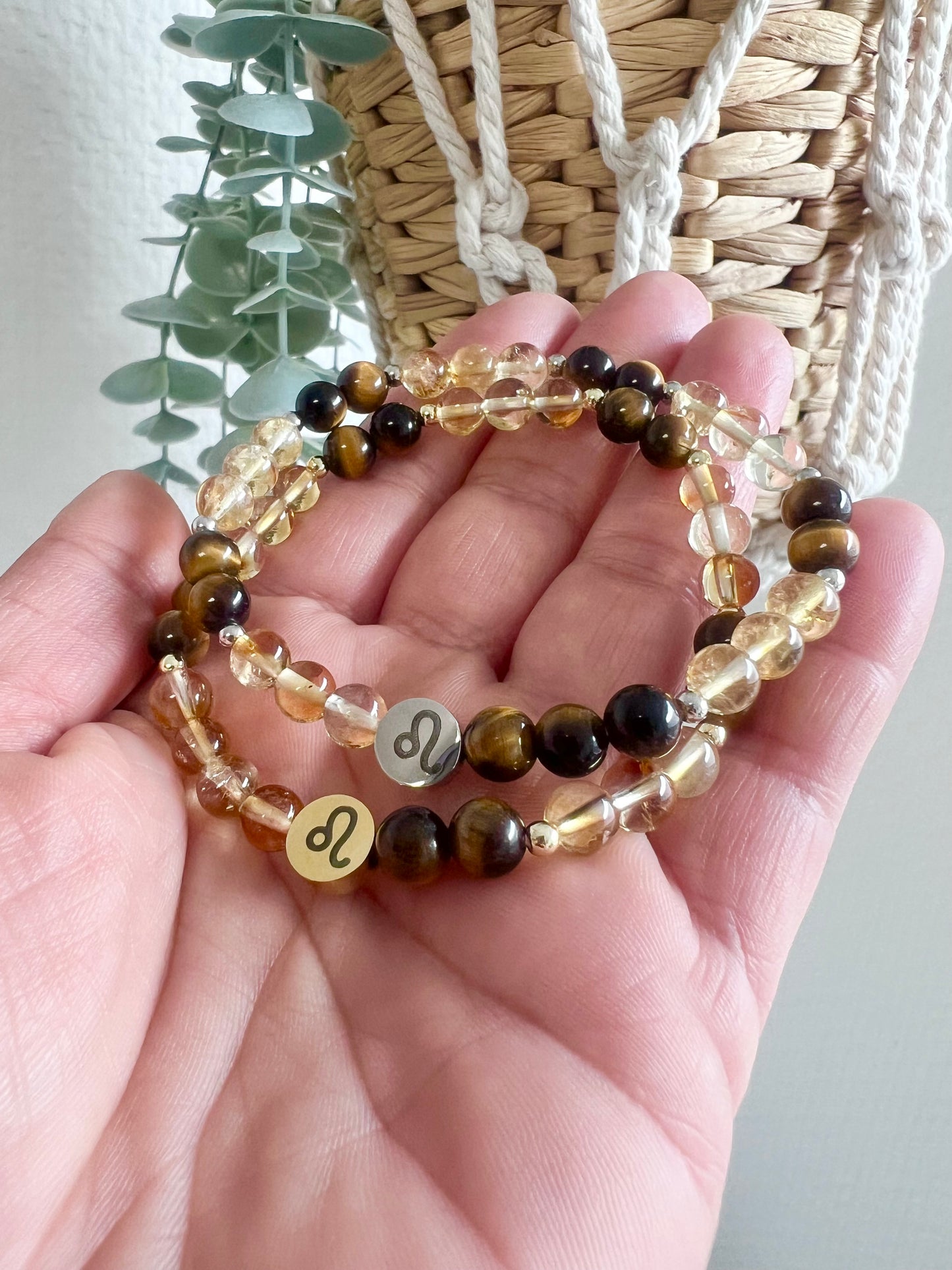 LÖWE ♌️- Sternzeichen Armband mit Citrin und Tigerauge