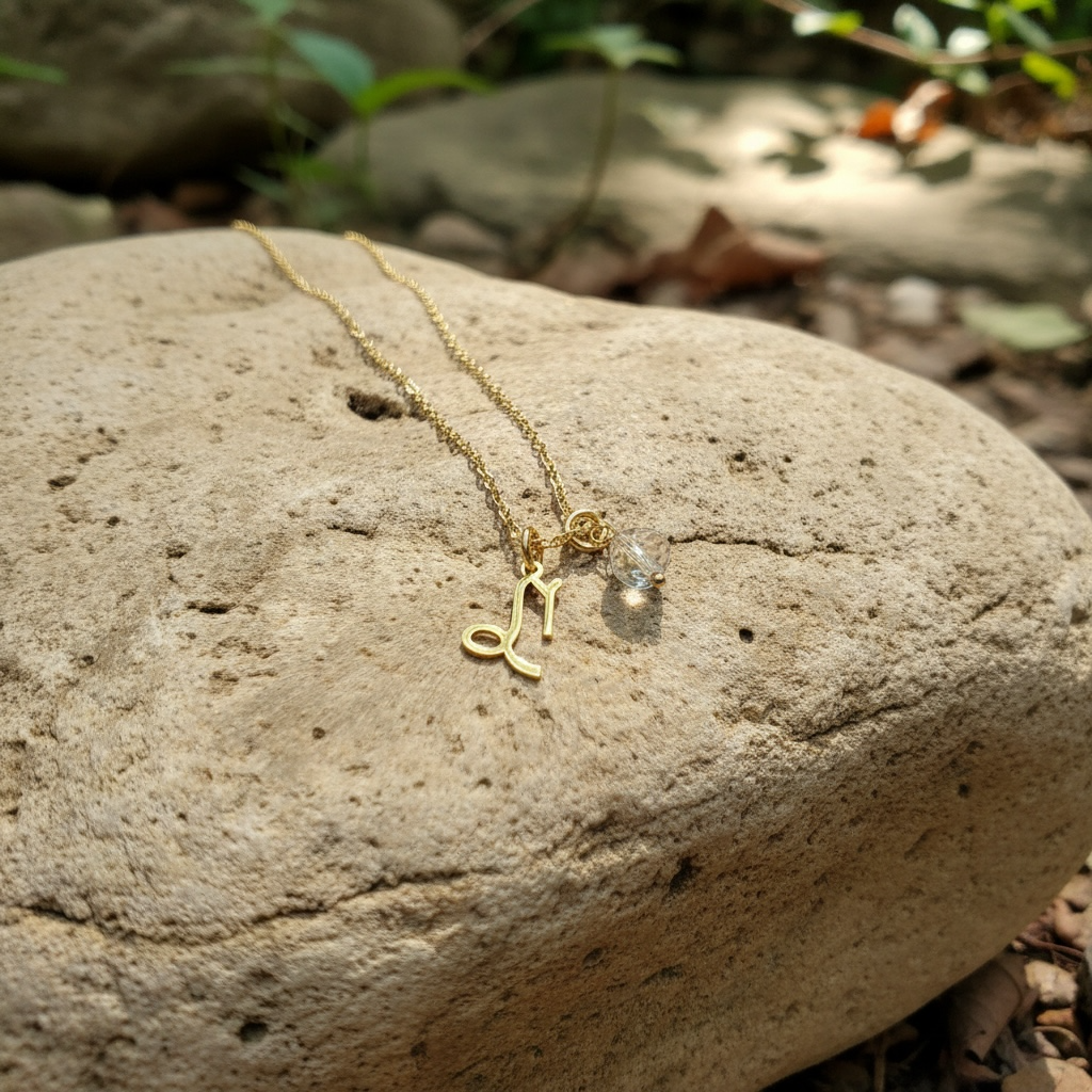 Zarte Sternzeichenkette Steinbock mit Anhänger aus Bergkristall – 18K vergoldeter Edelstahl