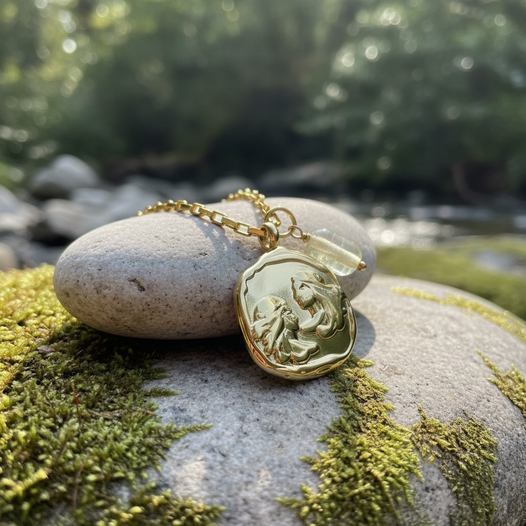 Sternzeichenkette Zwillinge mit Anhänger mit Citrin – 18K vergoldeter Edelstahl