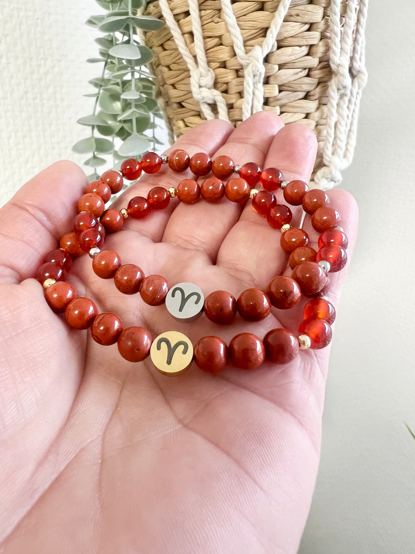 WIDDER ♈️- Sternzeichen Armband mit Karneol und rotem Jaspis