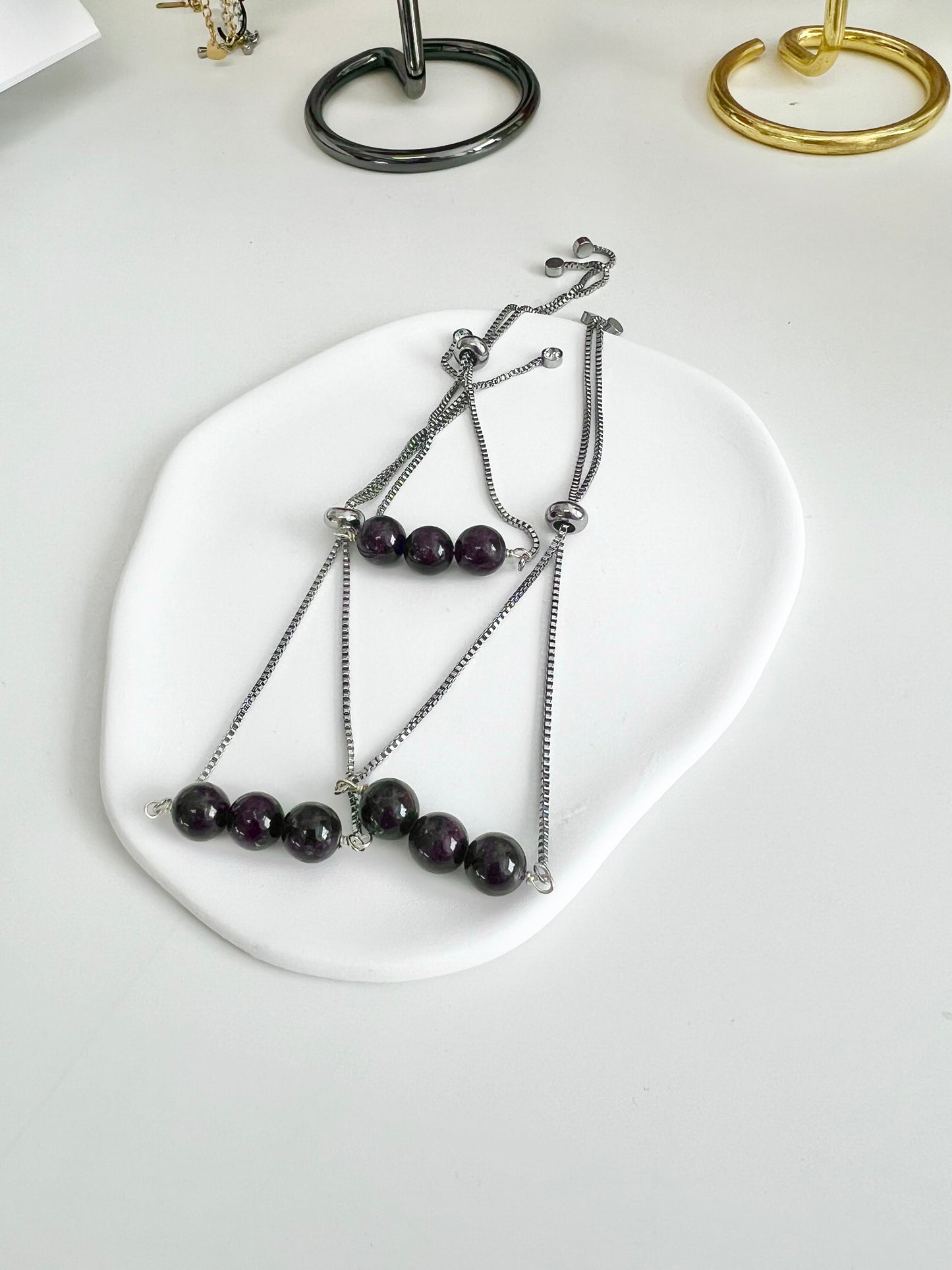 Granat Edelstahl Armband