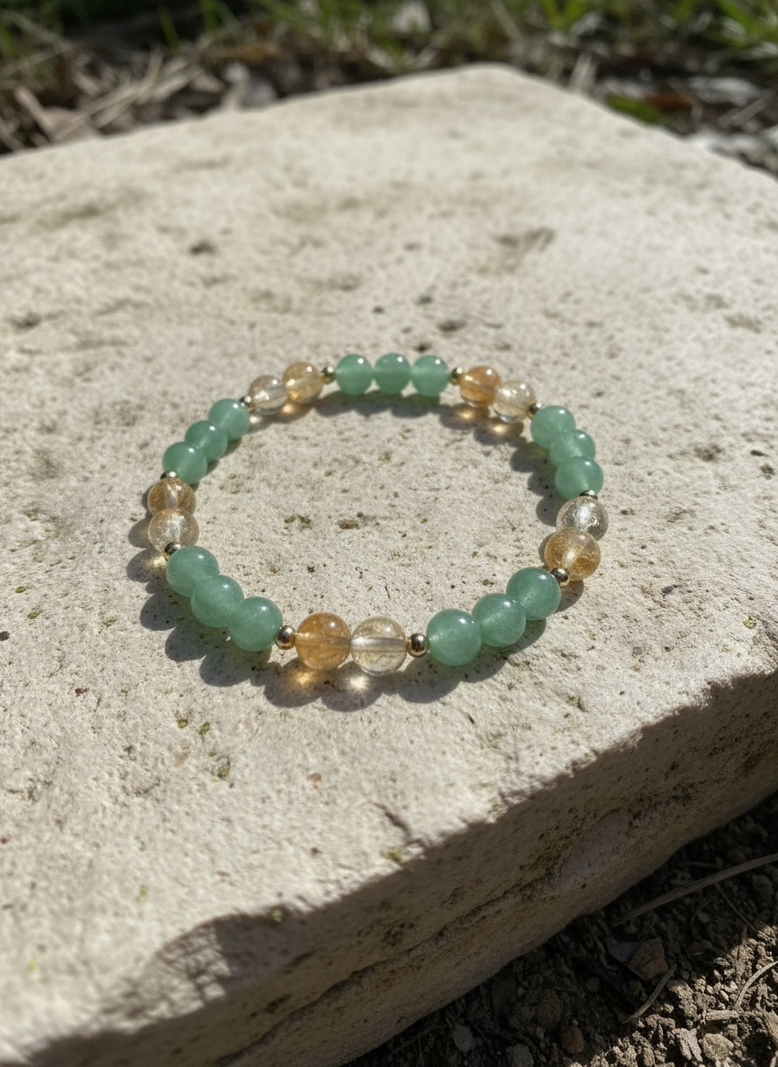 " Glücksarmband " Edelstein-Armband Grüner Aventurin & Citrin Mix