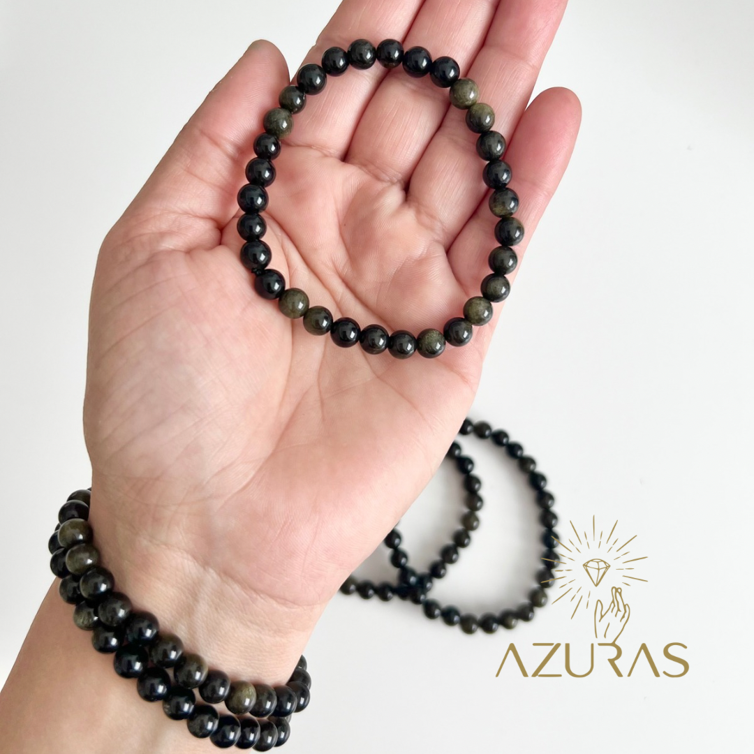 SALE !!!! Gold Obsidian Armband