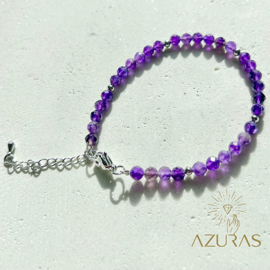 Amethyst facettiert Armband (Edelstahl versilbert)
