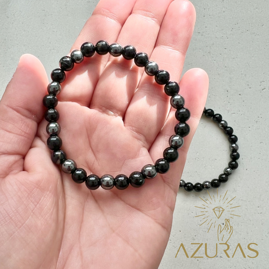 Schutz & Stärke  Schwarzer Turmalin (Schörl) + Hämatit Mix Armband