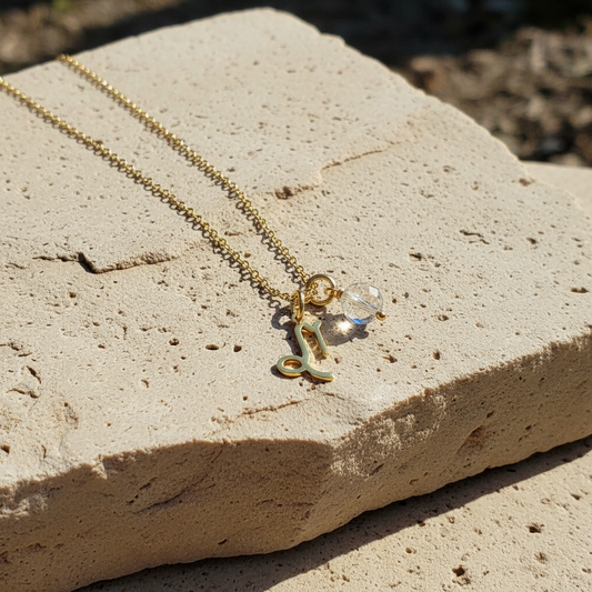 Zarte Sternzeichenkette Steinbock mit Anhänger aus Bergkristall – 18K vergoldeter Edelstahl