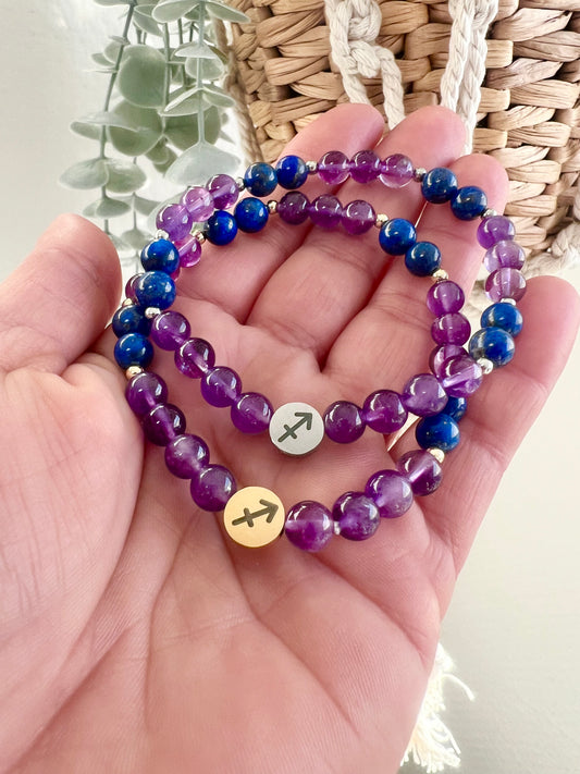 SCHÜTZE ♐️ - Sternzeichen Armband mit Amethyst und Lapislazuli