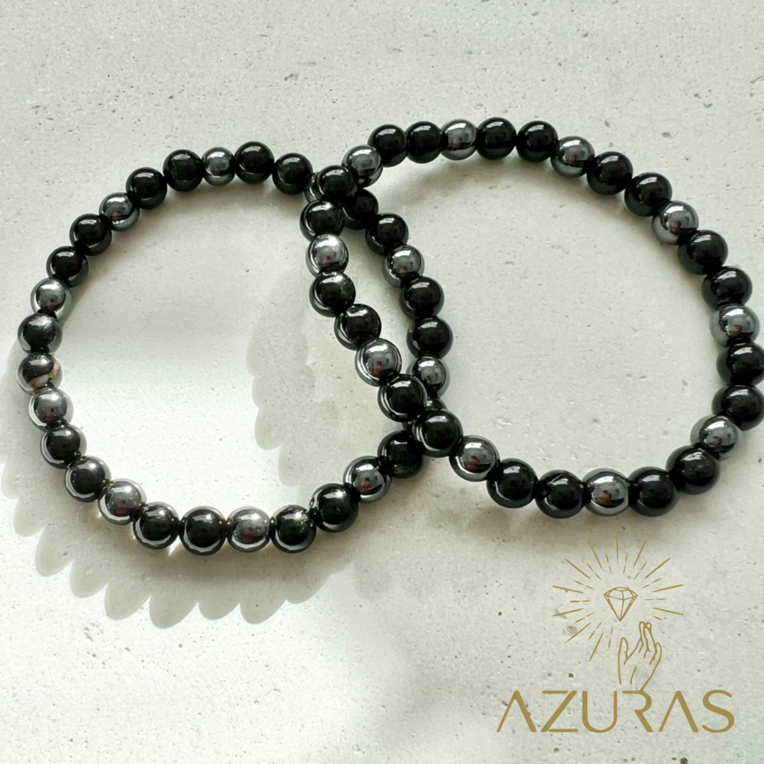 Schutz & Stärke  Schwarzer Turmalin (Schörl) + Hämatit Mix Armband