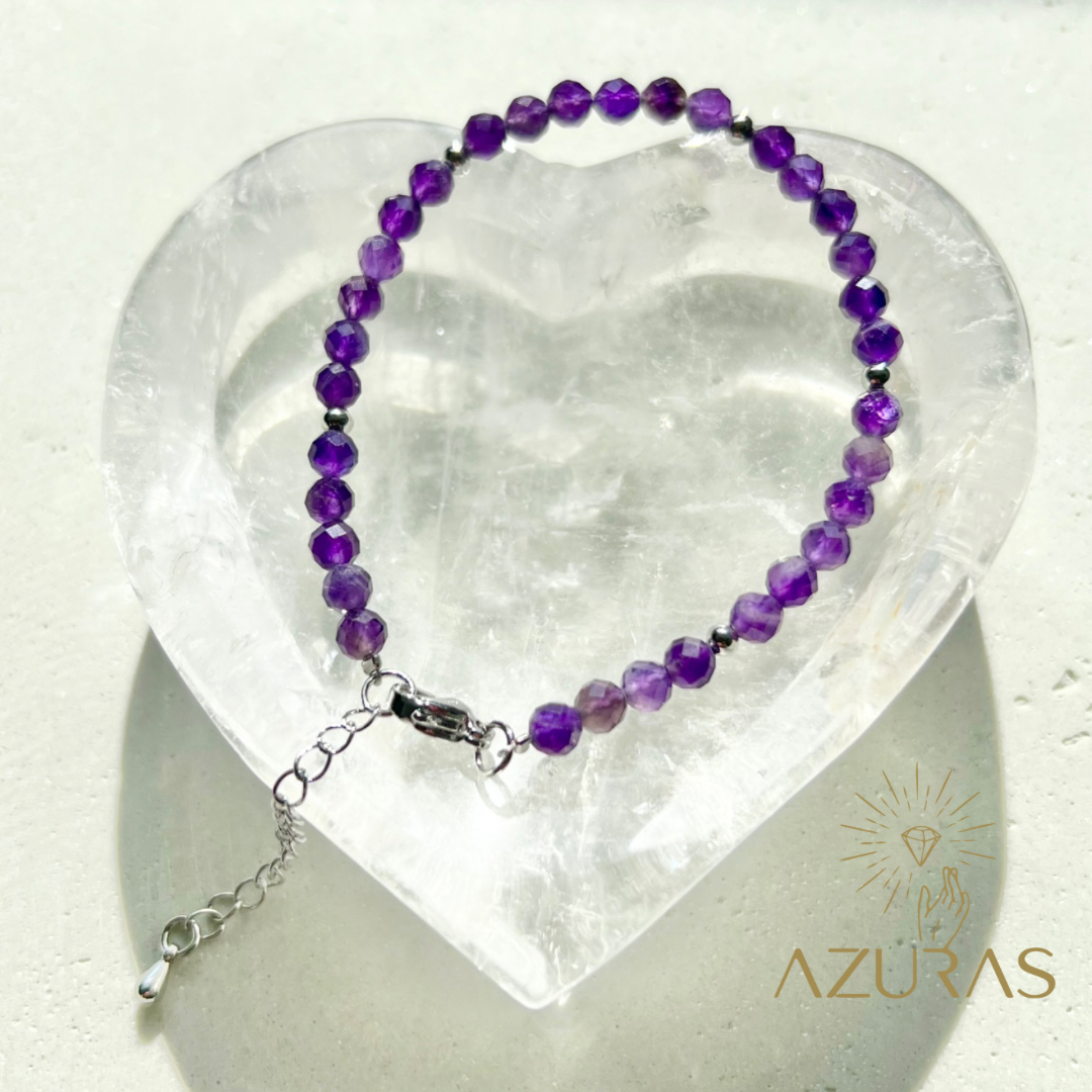 Amethyst facettiert Armband (Edelstahl versilbert)