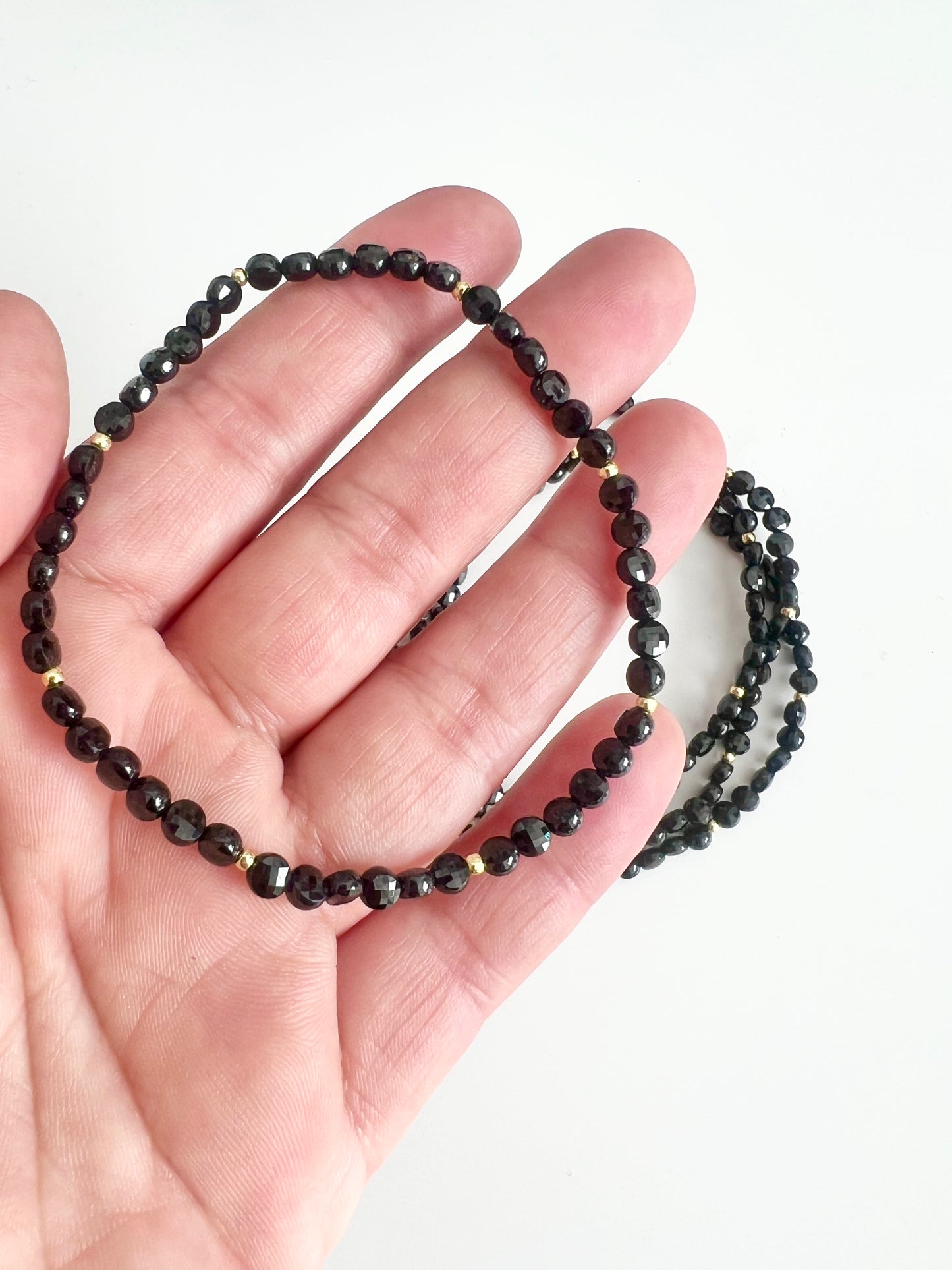 Schwarzer Turmalin facettiert Armband