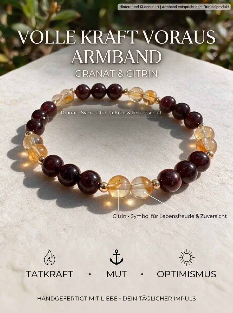 Edelstein-Armband „Volle Kraft voraus" Granat & Citrin Mix