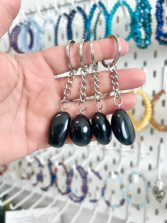 Obsidian Trommelstein Schlüsselanhänger