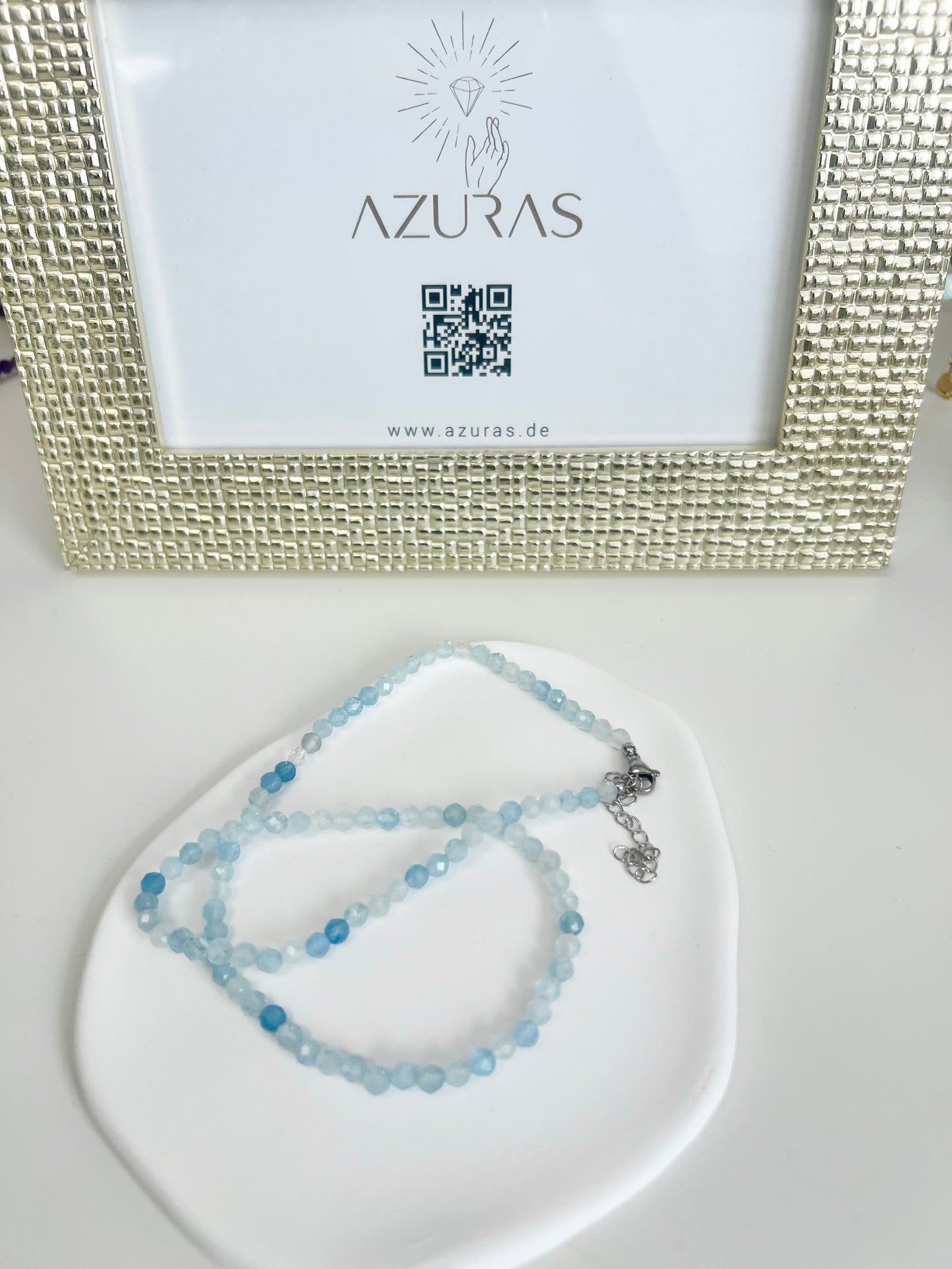 Aquamarin 4mm facettiert Halskette