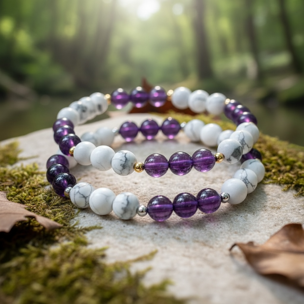 Träume süß Armband  Ametyst & Magnesit Mix