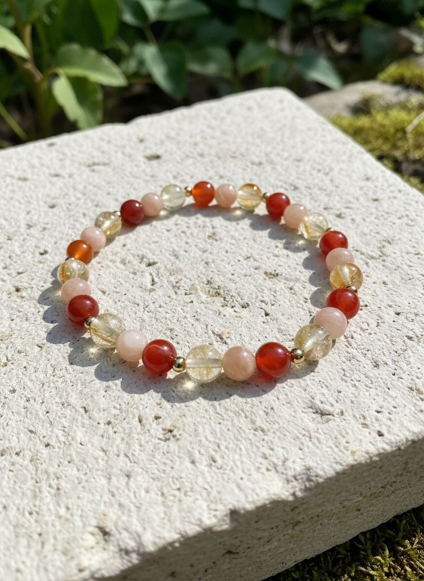 Edelstein-Armband „Sonnenkraft" mit Citrin, Sonnenstein & Karneol