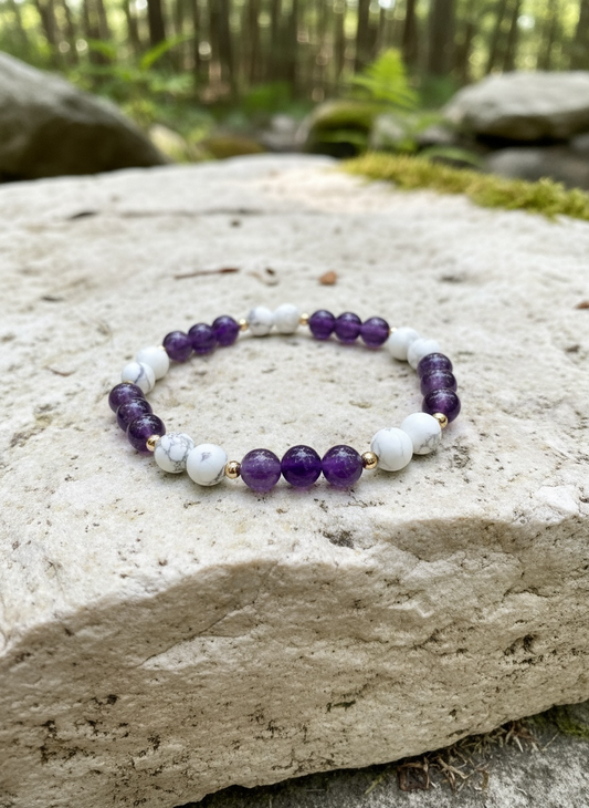 Träume süß Armband  Ametyst & Magnesit Mix