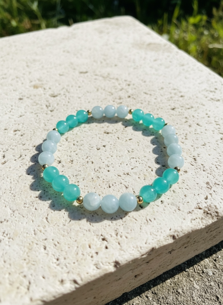 Edelstein-Armband „Insel des Einklangs" – Amazonit & Aquamarin
