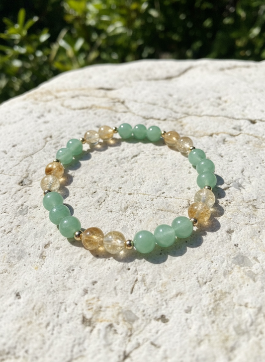 " Glücksarmband " Edelstein-Armband Grüner Aventurin & Citrin Mix