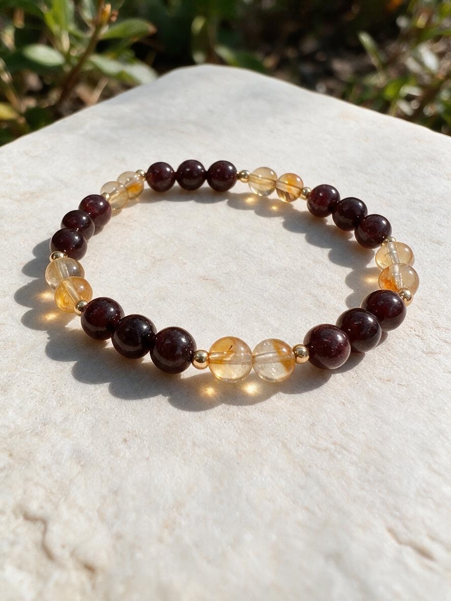 Edelstein-Armband „Volle Kraft voraus" Granat & Citrin Mix