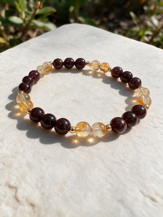 Edelstein-Armband „Volle Kraft voraus" Granat & Citrin Mix
