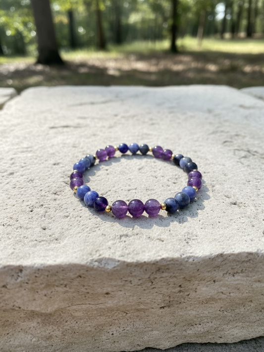 Gedankenpause Armband Sodalith & Amethyst Mix
