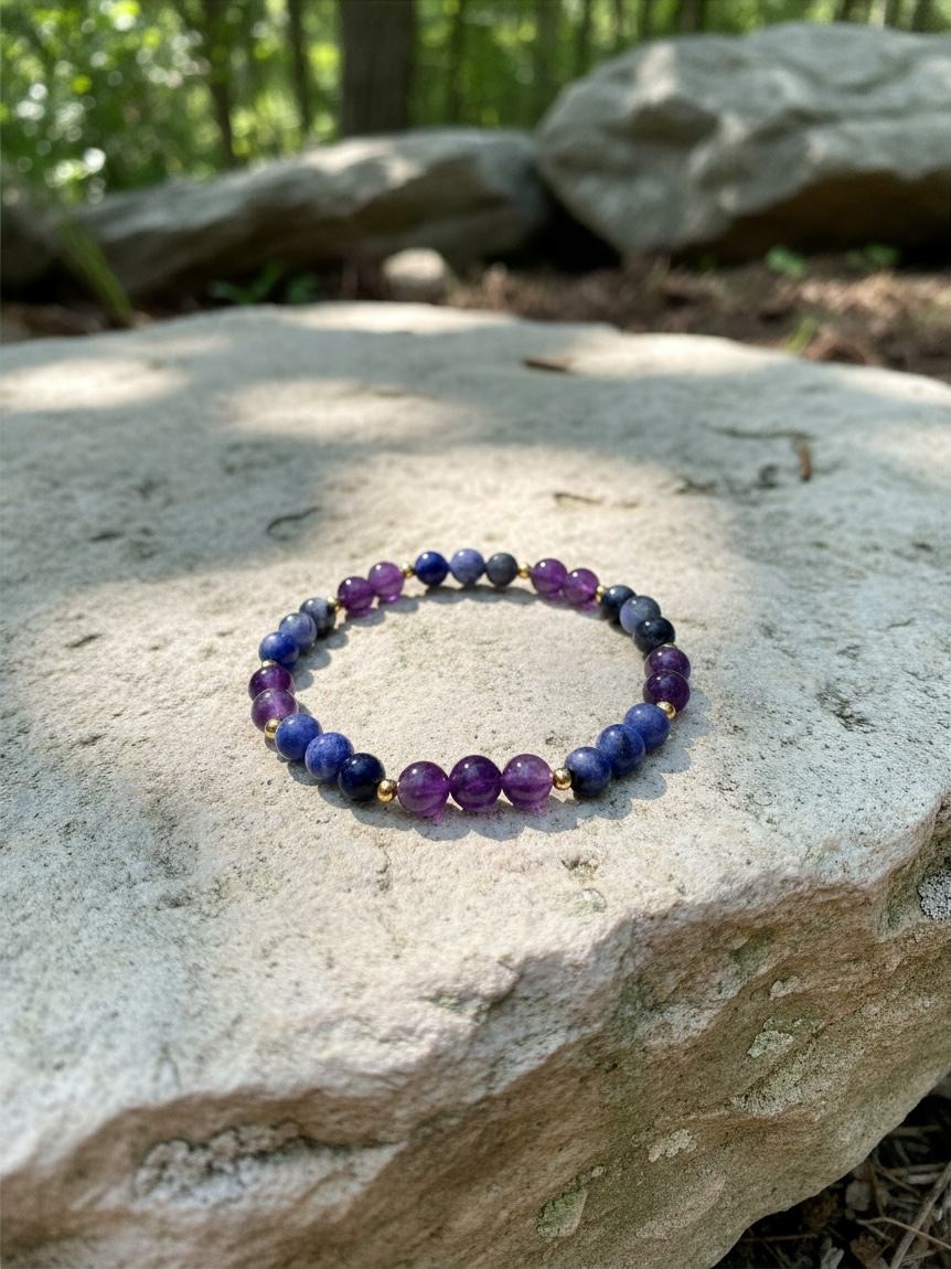 Gedankenpause Armband Sodalith & Amethyst Mix